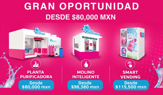 Gran oportunidad de inversión en Franquicias Agua Inmaculada